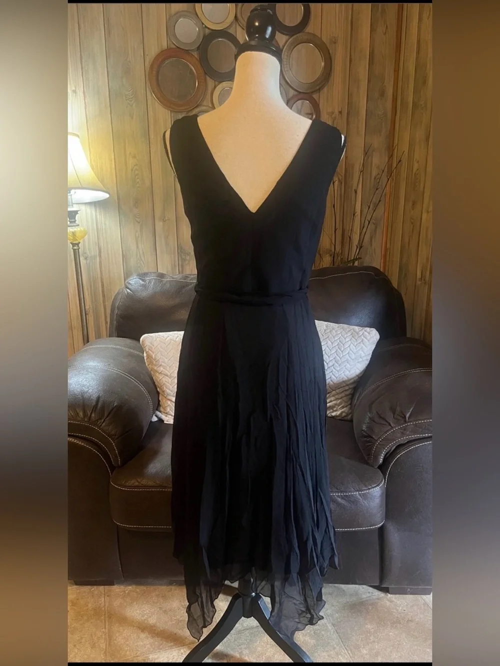 Donna Morgan Black Silk Dress Handkerchief  Dark Fairy Whimsigoth Fairygoth